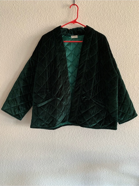 Cost Plus World Market Jackets & Blazers - Cost Plus World Market Dark Green Quilted Velvet Jacket